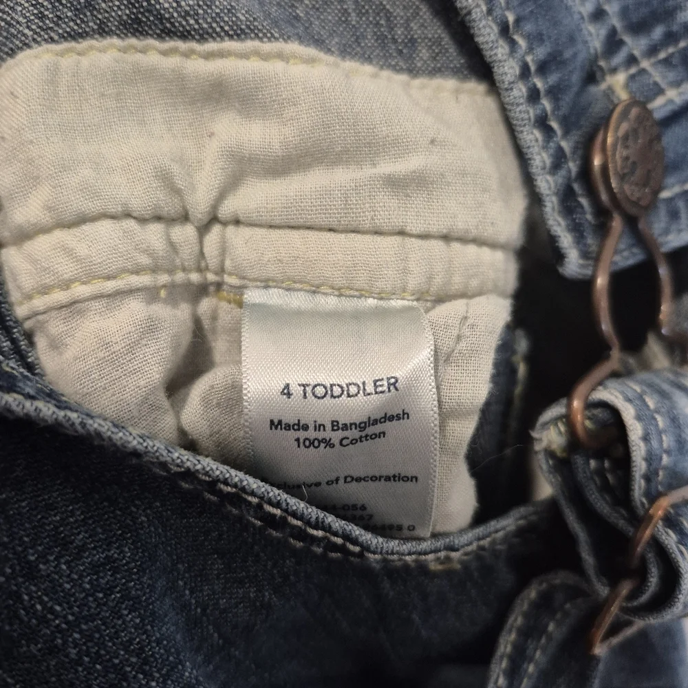 OshKosh B'Gosh Blue Denim Jean Overalls Size 4T Kids Toddler Adjustable